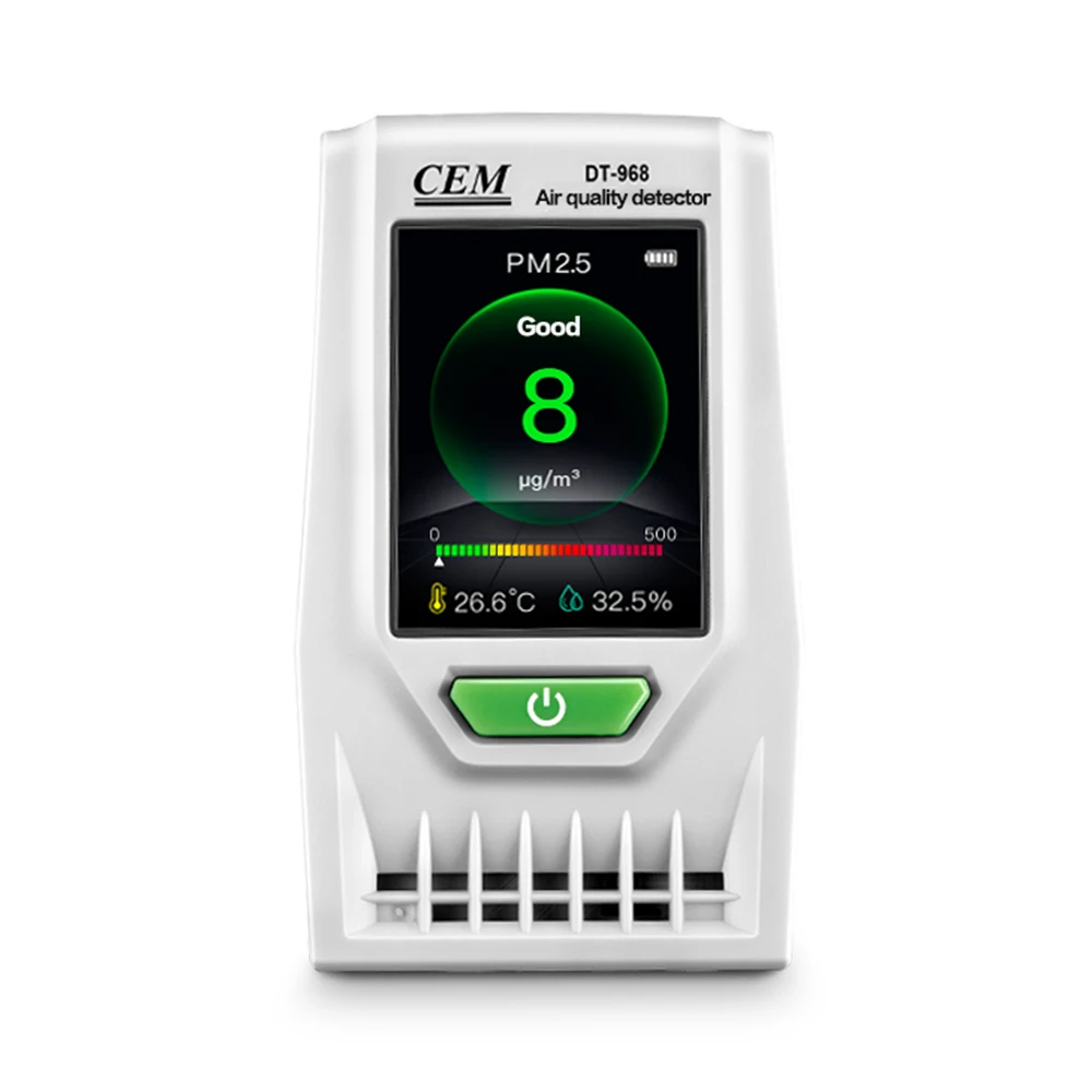 CEM DT-968 rilevatore di qualità dell'aria PM2.5 per interni monitoraggio in tempo reale PM2.5/PM10 con temperatura e umidità dell'aria