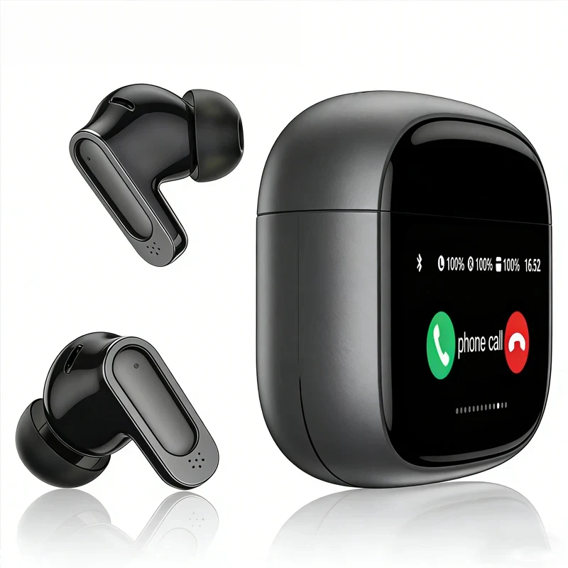 V11 Smart Touch Multi Functional Large Screen TWS Wireless ANC Noise Cancelling Earbuds Enc Heavy Bass Earbuds With Mic