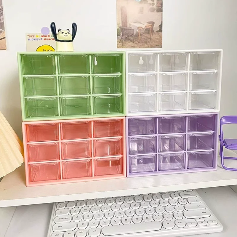 

6/9 Grids Desktop Compartment Box Storage Box Jewelry Cosmetic Box Drawer Desk Organizer Earrings Makeup Transparent Container