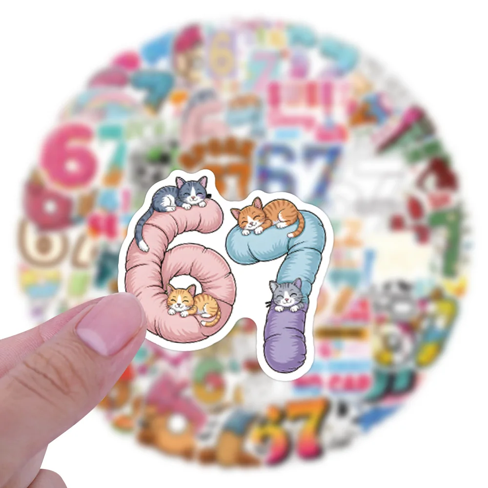 50 قطعة مضحك 67 ستة سبعة ملصقات 67 ملصقات صناعة يدوية سكرابوكينغ الهاتف الأمتعة الشارات مقاوم للماء