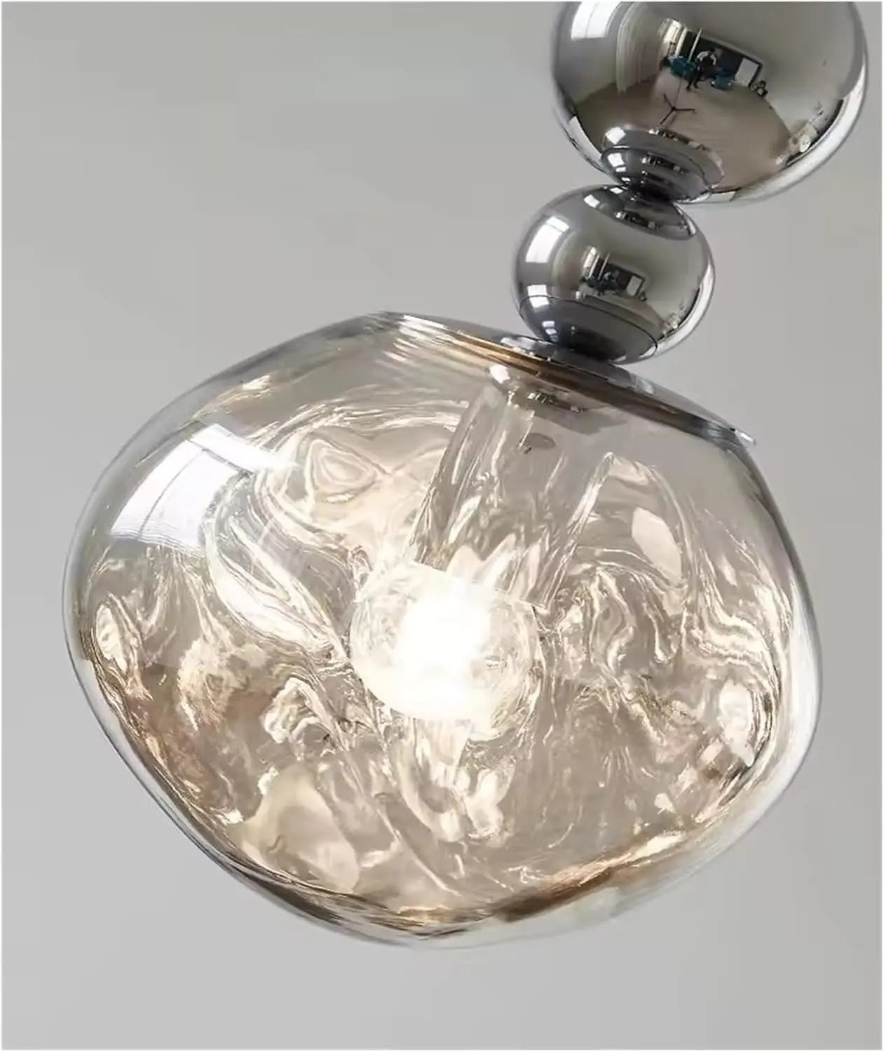 Modern Chrome Pendant Lights Kitchen Island Hanging Light Fixtures Irregular Imitation Stone Shape Chandelier for Dinning Room