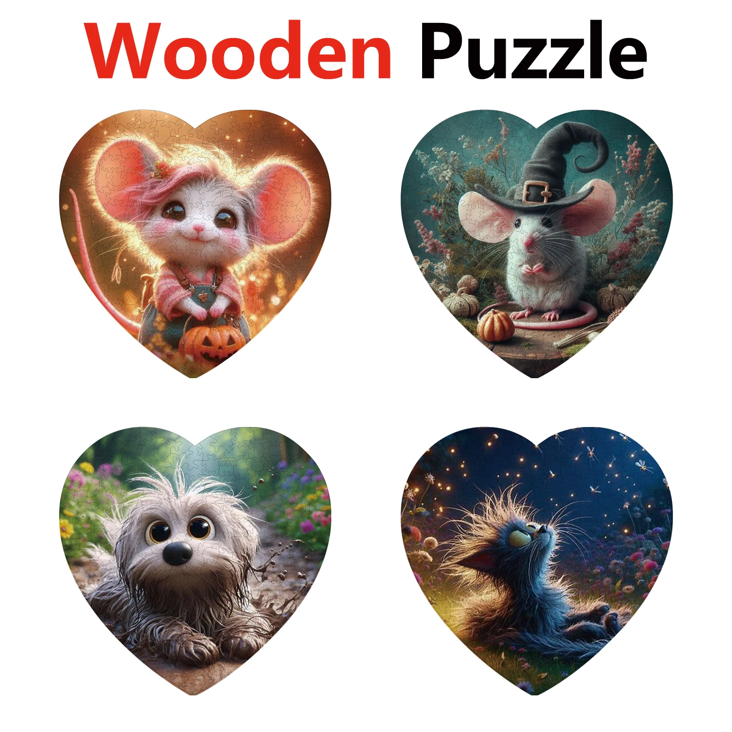 

Mouse Dog Elf Animal Puzzles High Quality Jigsaw Puzzle Wooden Puzzle Best Christmas Gift