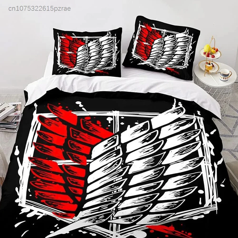 New Anime Attack On Titan Bedding Set Bedroom Soft Modern Bedspreads Comefortable Kids Duvet Cover Quilt Cover And Pillowcase