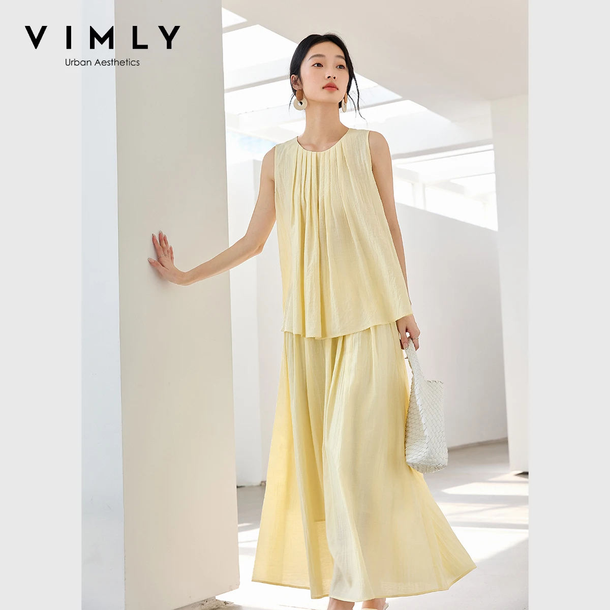 VIMLY 2 Piece Skirt Sets Woman Vacation Outfit 2026 New in Matching Sets Women' Suit Sleeveless Top + Maxi Skirt Clothing M9838