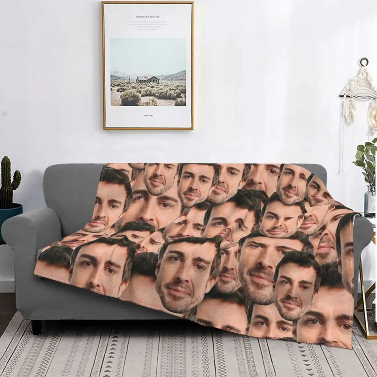 Fernando Alonso Funny Head Blanket Fleece Textile Decor Multifunction Super Soft Throw Blanket for Sofa Couch Plush Thin Quilt