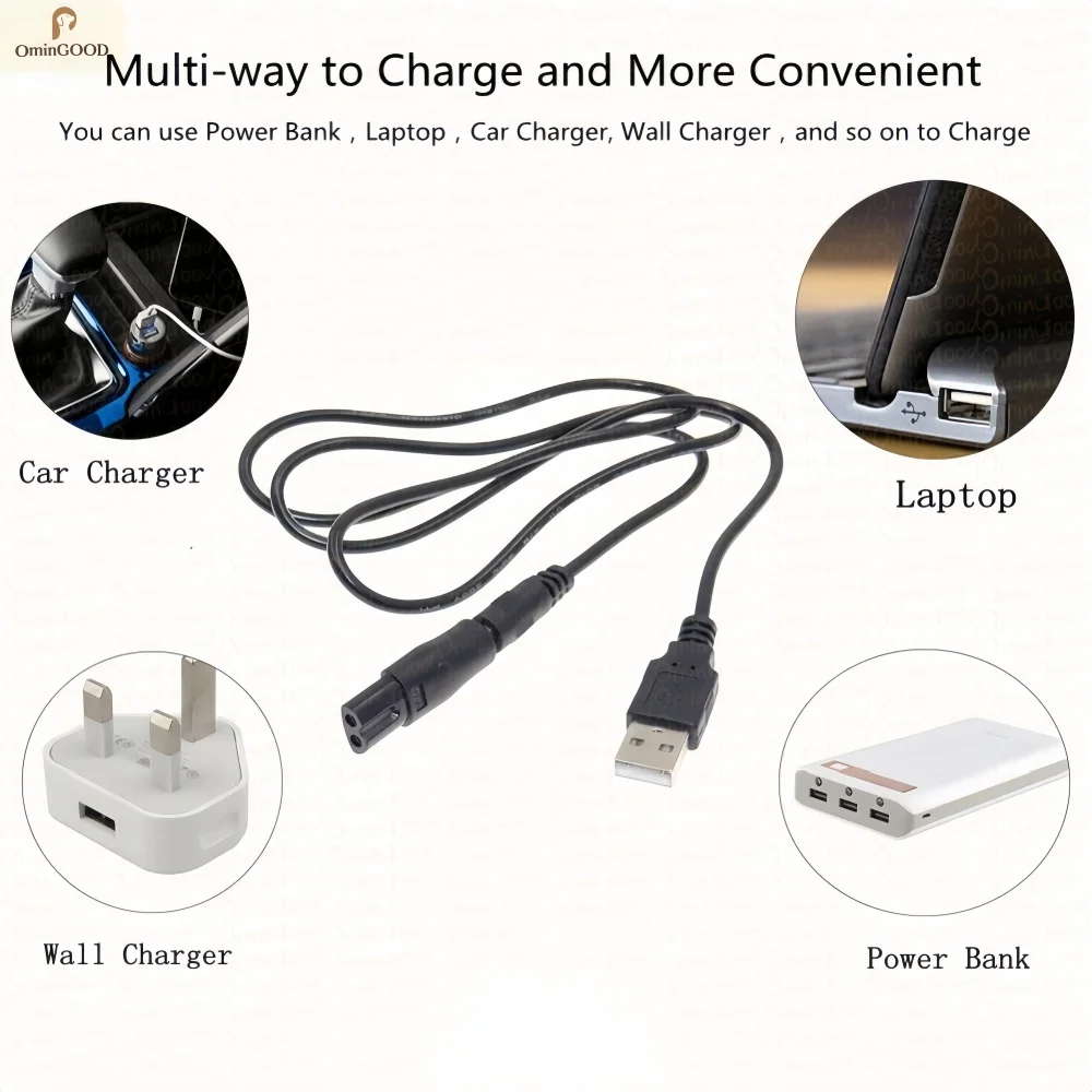 1PCS 5V USB Charger Power Cord 8PCS Replacement Adapter for Electric Hair Clipper Beard Trimmer Shaver Universal Charging Cable image 2
