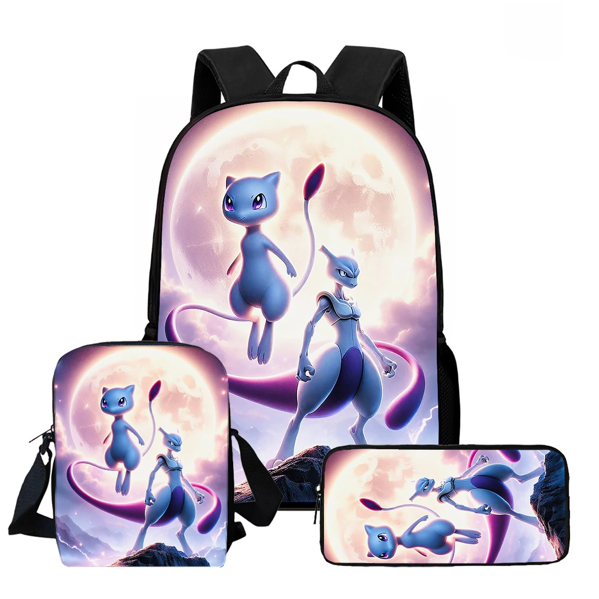 

2025 Cartoon Samurai M-Mewtwo Print Child School Backpack With Shoulder Bag Pencil Bags School Bags for Boys Girls Best Gift