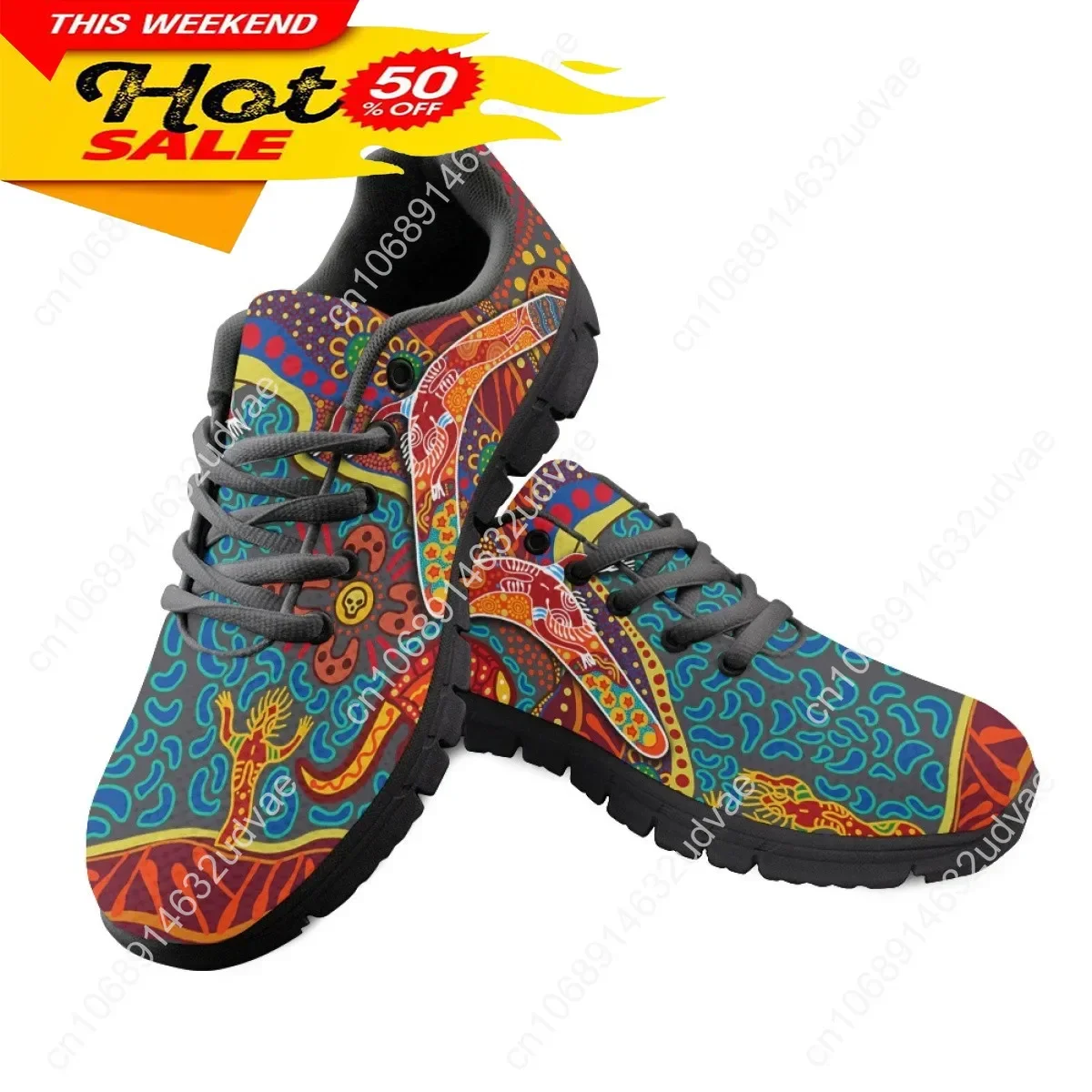 Australia Aboriginal Art Lace-up Mesh Sneaker Shoes For Women New Fashion Ladies coppia Flats Comfort Light Footwear