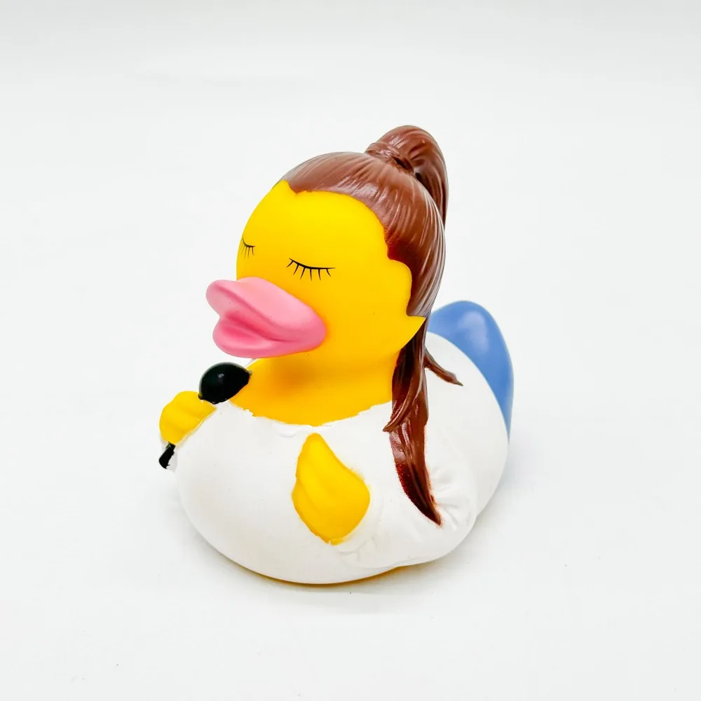 Singer Rubber Duck Bath Toy Stress Relief Squishy Toy Cute Figure Kawaii Home Decoration Collectible Ornament Surprise Gift