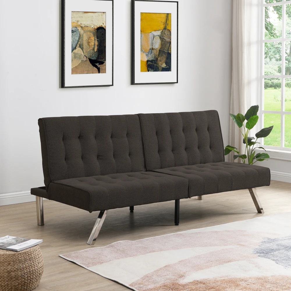 

WOOD FRAME, STAINLESS LEG, FUTON, SOFA BED Espresso