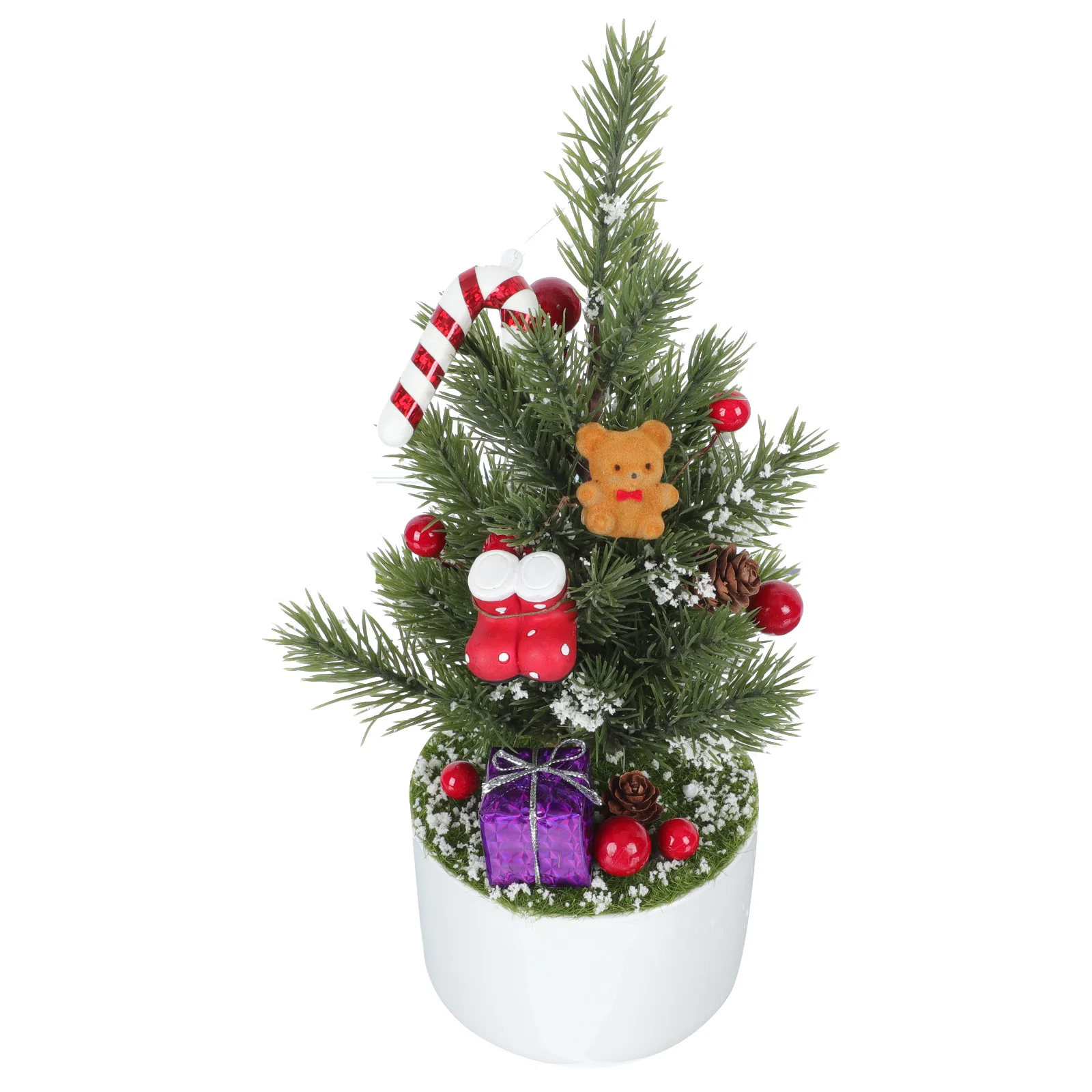 

Christmas Potted Plant Decor Artificial Green Plant for Room Balcony Garden Xmas Festival New Year Decorations Plastic