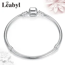 Not Fade Silver Color Basic Bracelets & Bangles fit Original Charm Bead Bracelet for Women Jewelry Gift