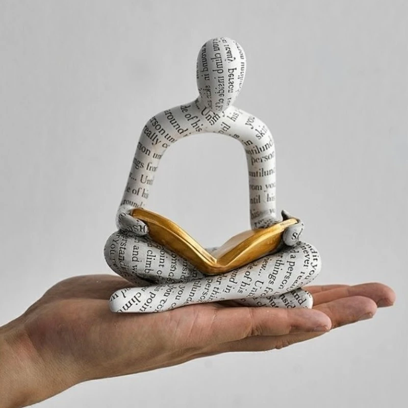 1Pcs Reader Statue Resin Abstract Thinker Desktop Sculpture Home Bedroom Bedhead Ornament Living Room Decoration Gift