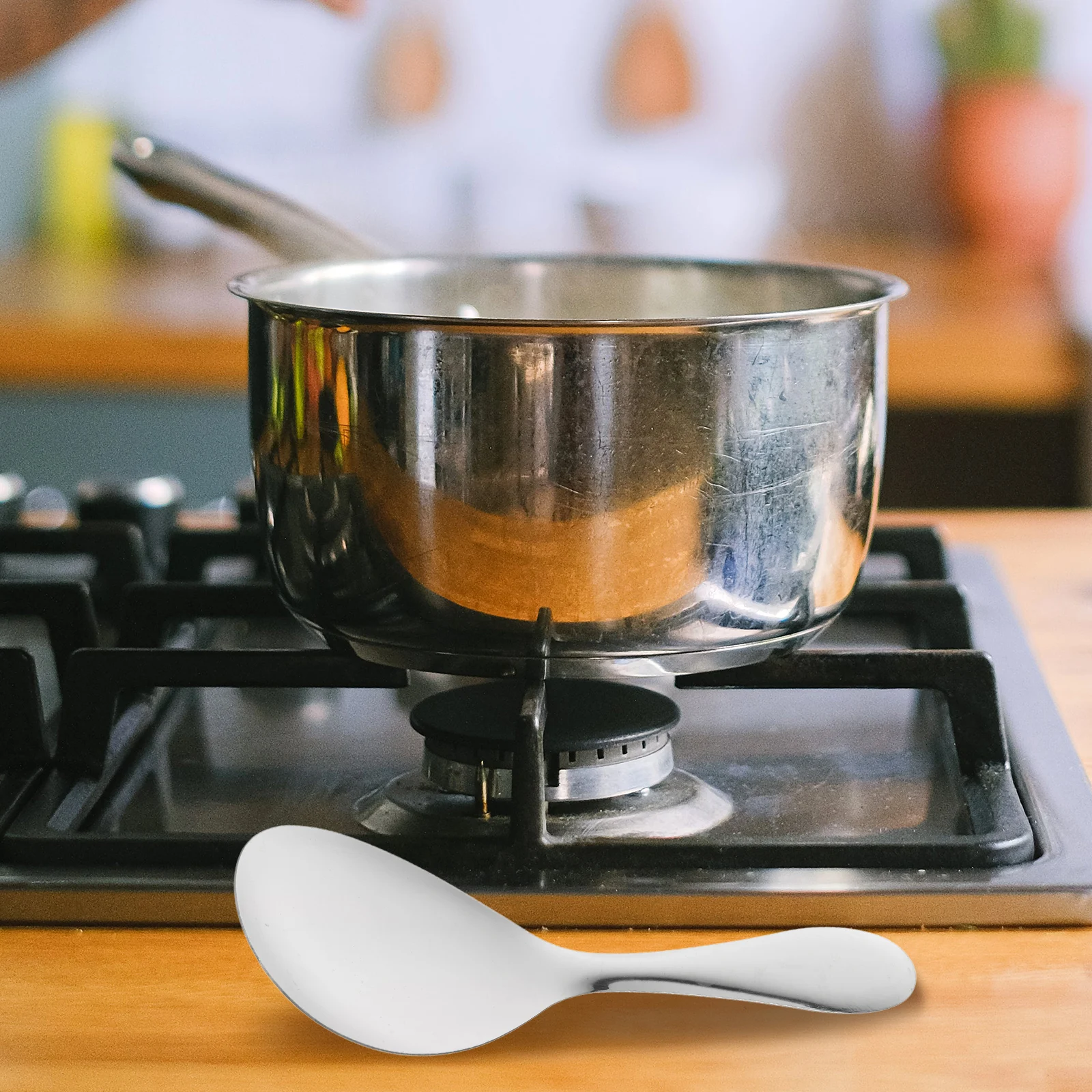 

2Pcs Stainless Steel Rice Paddle Non-Stick Coating Wear-Resistant Compact Kitchen Accessory Stainless Steel Rice Paddle