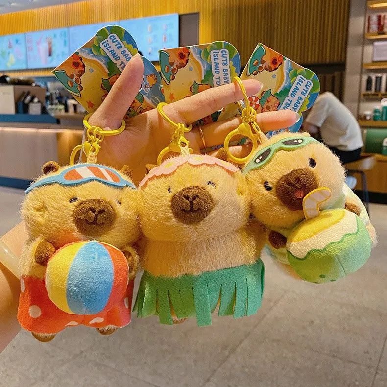 

Capybara Island Vacation Series Plush Keychain Cute Capybara Plush Toy Bag Charm