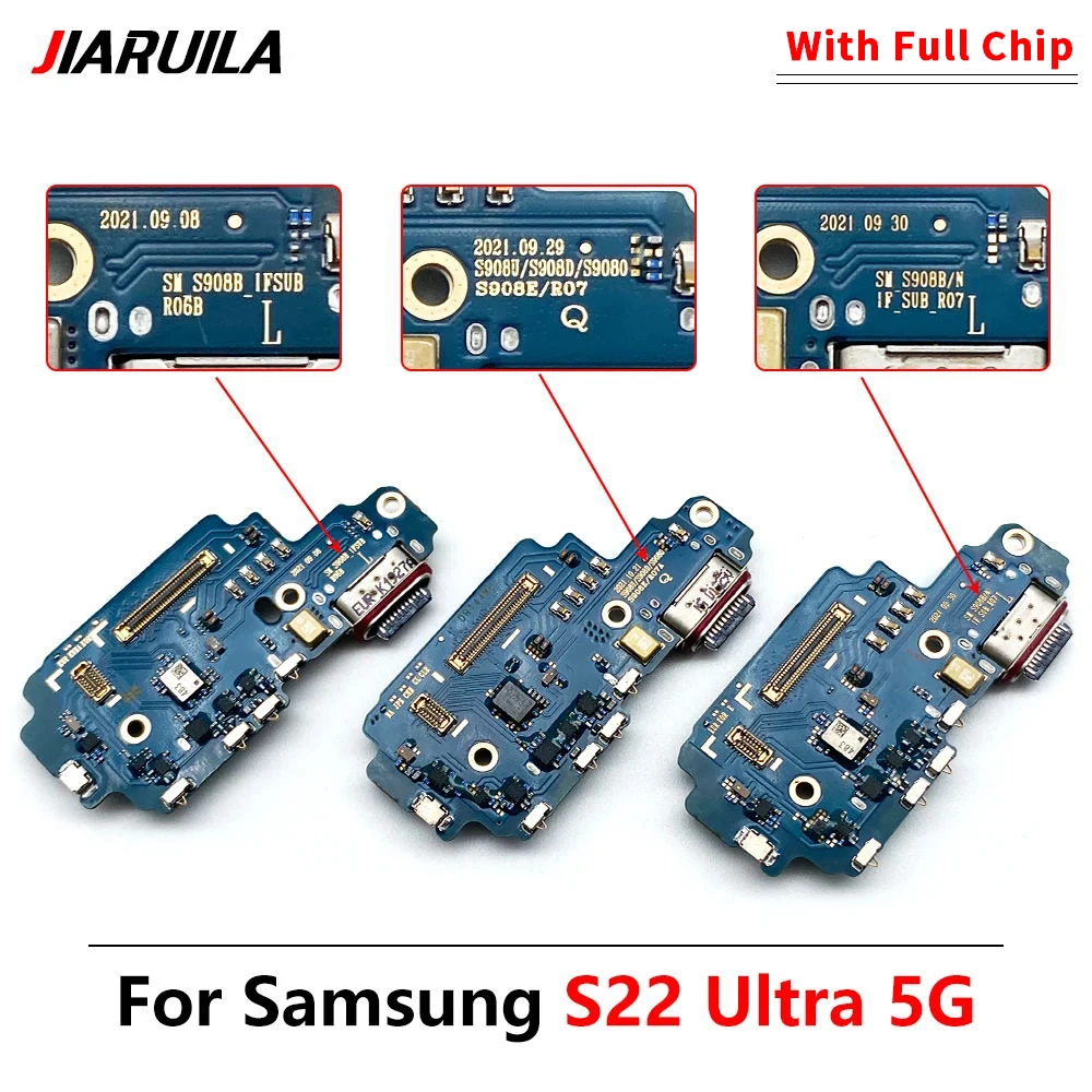 NEW Full Chip USB Port Connector Dock Charging Board Flex For Samsung S22 Plus S22 Ultra S908B S908U S901B S901U S906B S906U