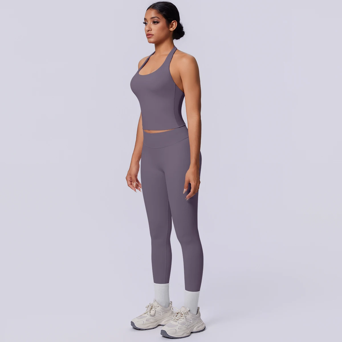 Sport Fitness Kleidung Damen Yoga Set Sommer Gym Lauf-Workout Top Yoga Weste Einfarbige Po-Formende Fitness Hose Yoga Set – Detail 39