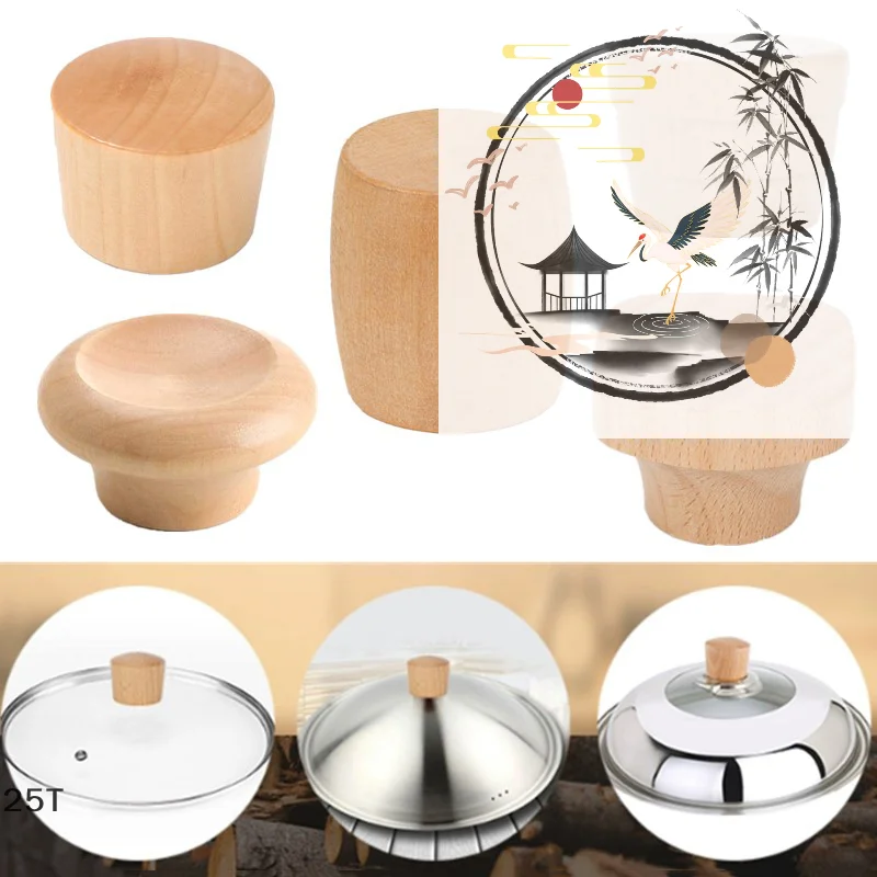 

Wood Lid Handle Pot Lid Wood Knob Pan Lid Holding Handle Universal Kitchen Cookware Lid Replacement Knob Cookware Accessories