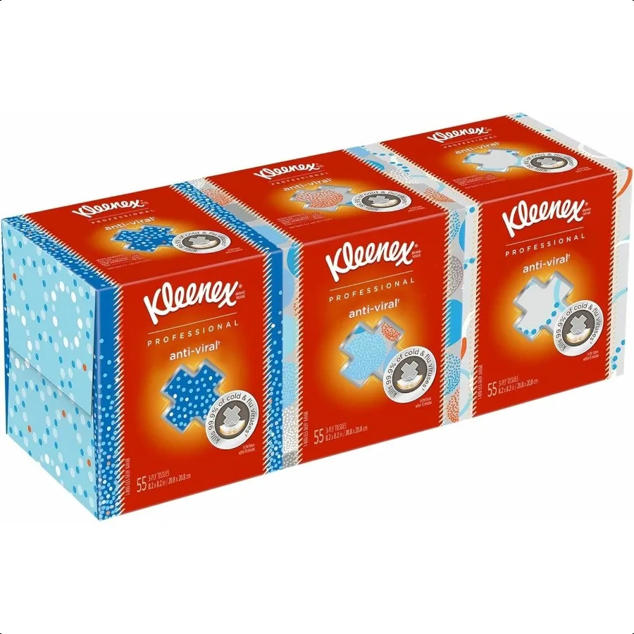 

Kleenex 21286 Boutique AntiViral Tissue 3Ply PopUp Box 55 Box 3 Boxes Pack