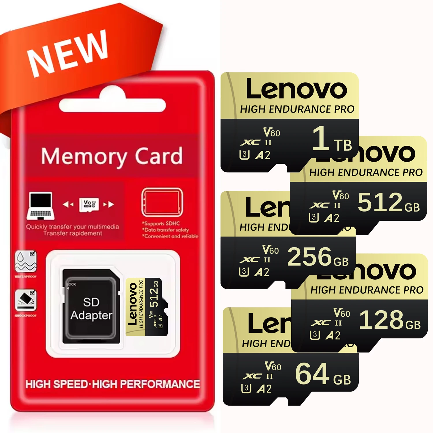 

Lenovo Micro SD Card 1TB Class10 High Speed Flash Memory Cards 128GB TF Card U3 V60 TF Flash Card For Cameras Phones Table Drone