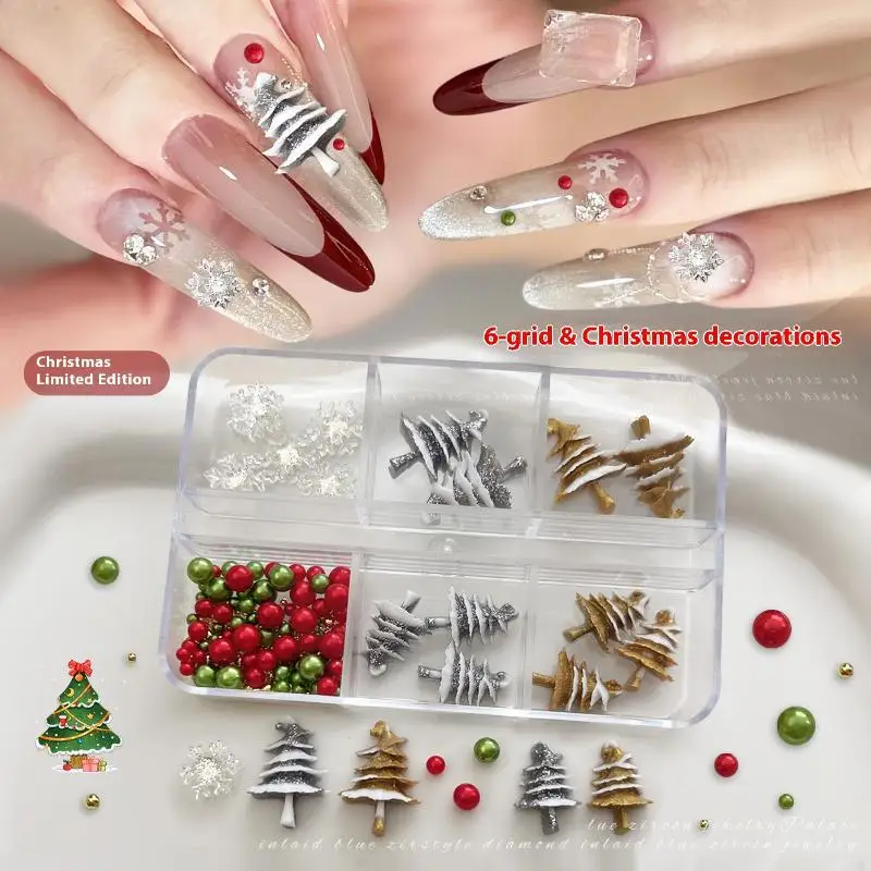 

Christmas Colorful Nail Decoration Resin Accessories Christmas Tree Snowflakes DIY Nail Glamour Stereoscopic Nail Salon