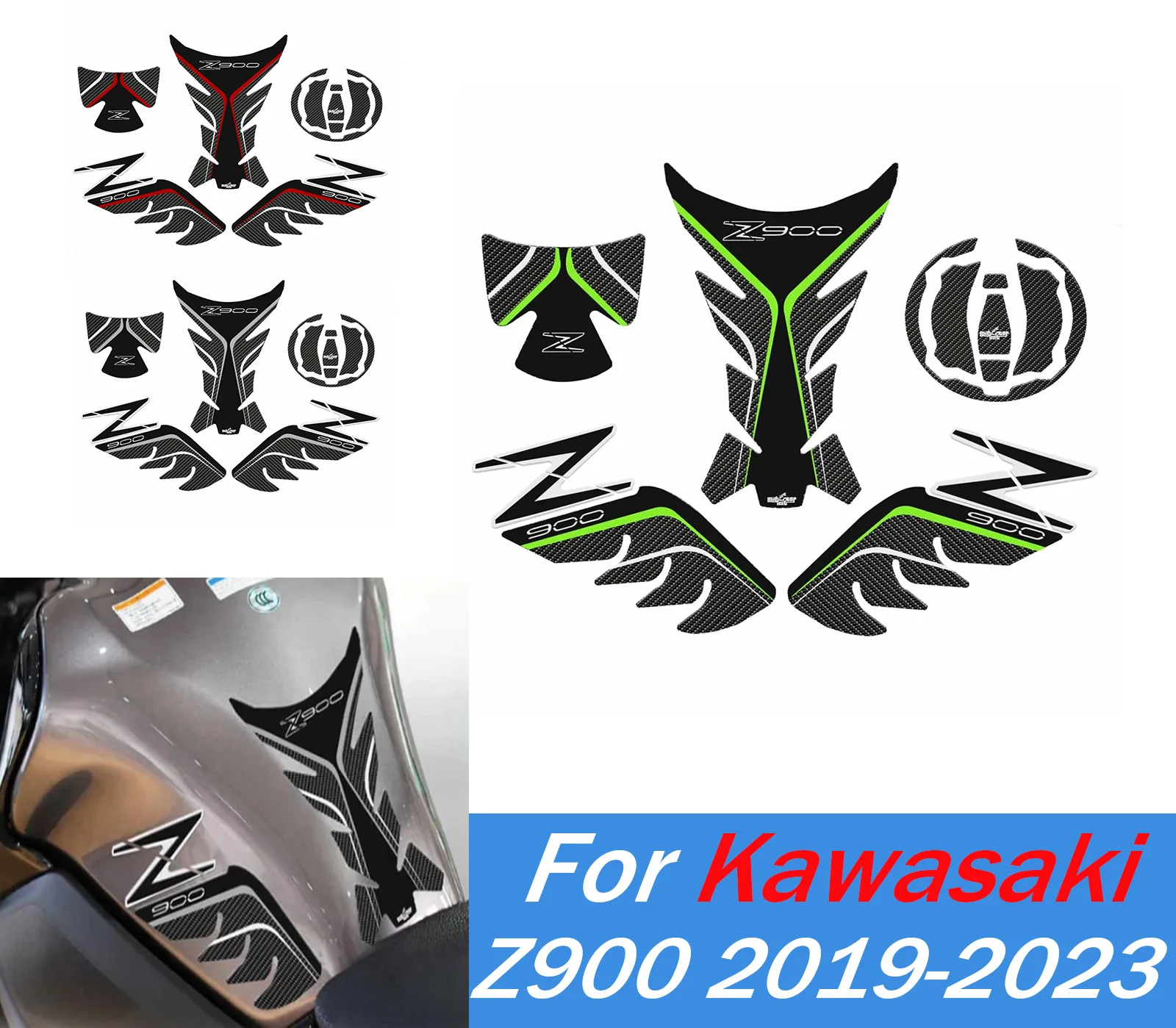 

Motorcycle Green Fuel Tank Pads Gas Tank Cover Protector Sticker Decal For Kawasaki Z900 2023 Scratch resistant Sticker