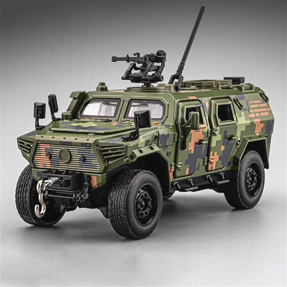 

1:32 Scale Dongfeng Mengshi Sabertooth Military Car Model Toy Alloy Diecast Shock Absorption Off-road Vehicles Gifts for Kids