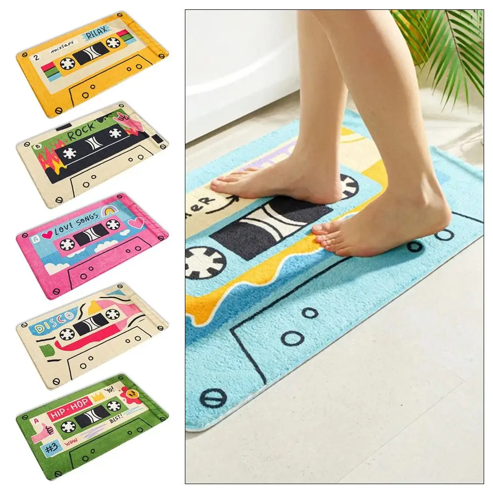 1Pcs New Doormats Non-Slip Rugs Cassette Music Tape Retro Classic Bath Mat Absorbent Foot Pad Home Entrance Carpet