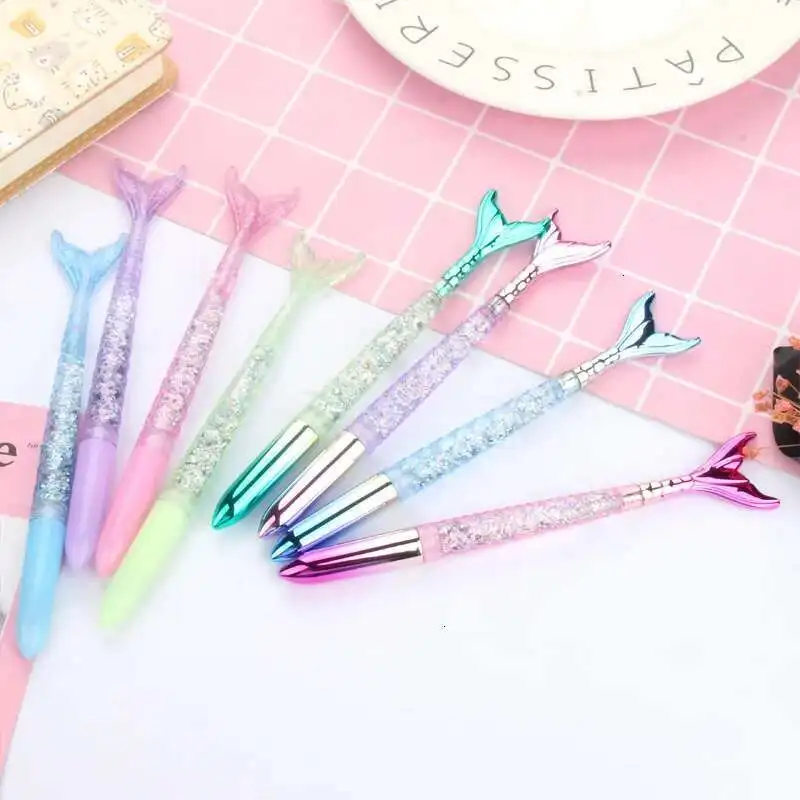1 Stück süße Meerjungfrau Gelstifte Kawaii Treibsand Griff glänzend Schule Bürobedarf Schreibwaren Geschenk lustig hübsch japanisch koreanisch – Detail 3