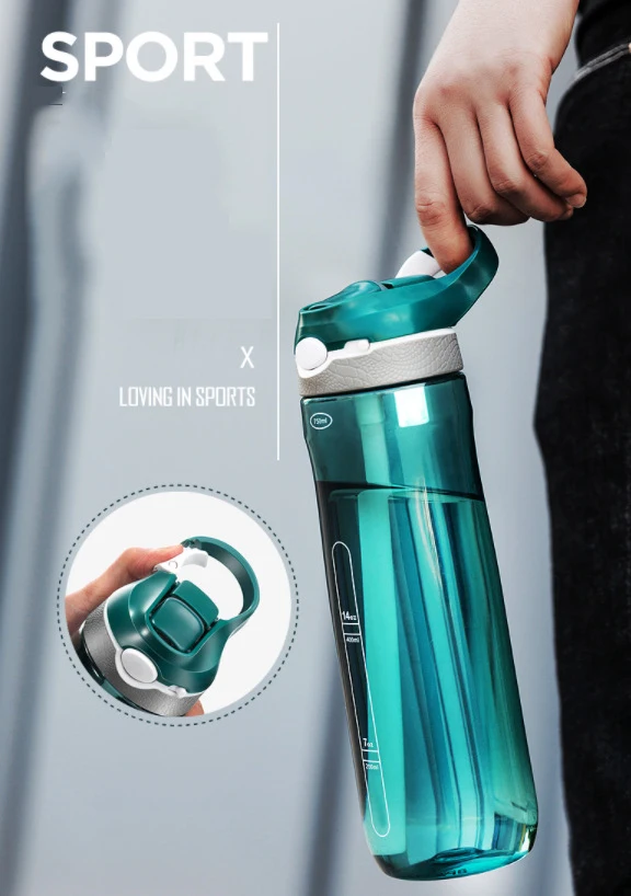 750ml tragbare Sport wasser flasche mit Strohhalm für Camping Wandern Outdoor Kunststoff transparente bpa kostenlose Flasche für Männer Trink geschirr – Detail 10