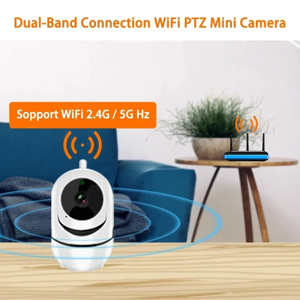 Tuya 5Ghz 2.4Ghz WiFi PTZ Camera 5MP Auto Tracking Surveillance Camera Two Way Audio Human Motion Detect Wireless Baby Monitor