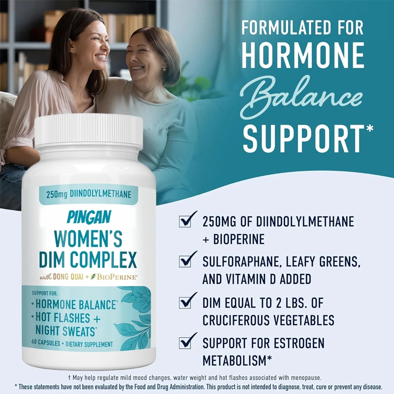 DIM60 Capsules Female Hormone Balance|Relieve Menopausal Heat and Night Sweat As An Estrogen Metabolic Supplement | Gluten Free