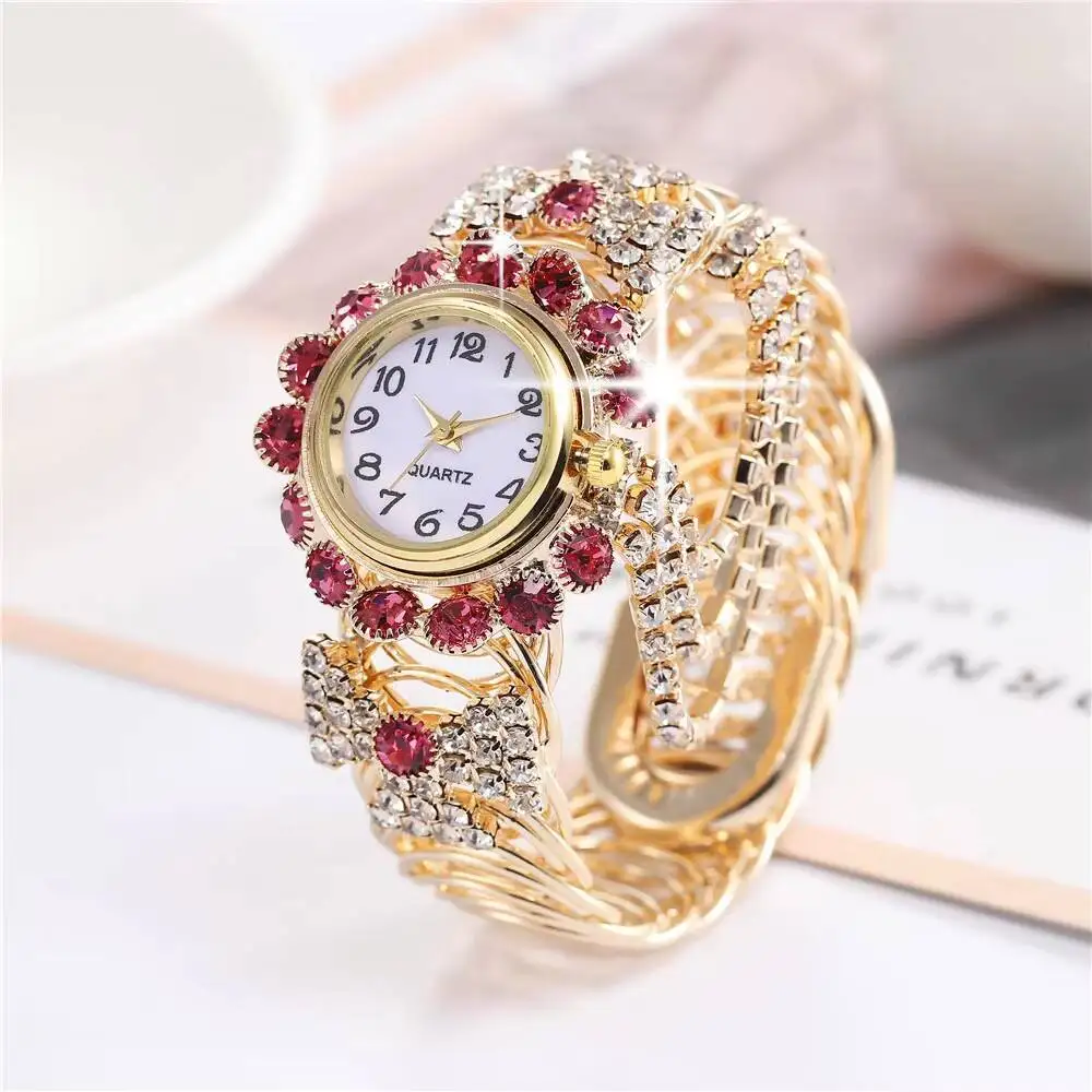 Luxury Rhinestone Women Quartz Watch Fashion Adjustable Bangle Ladies Wristwatch Reloj Mujer