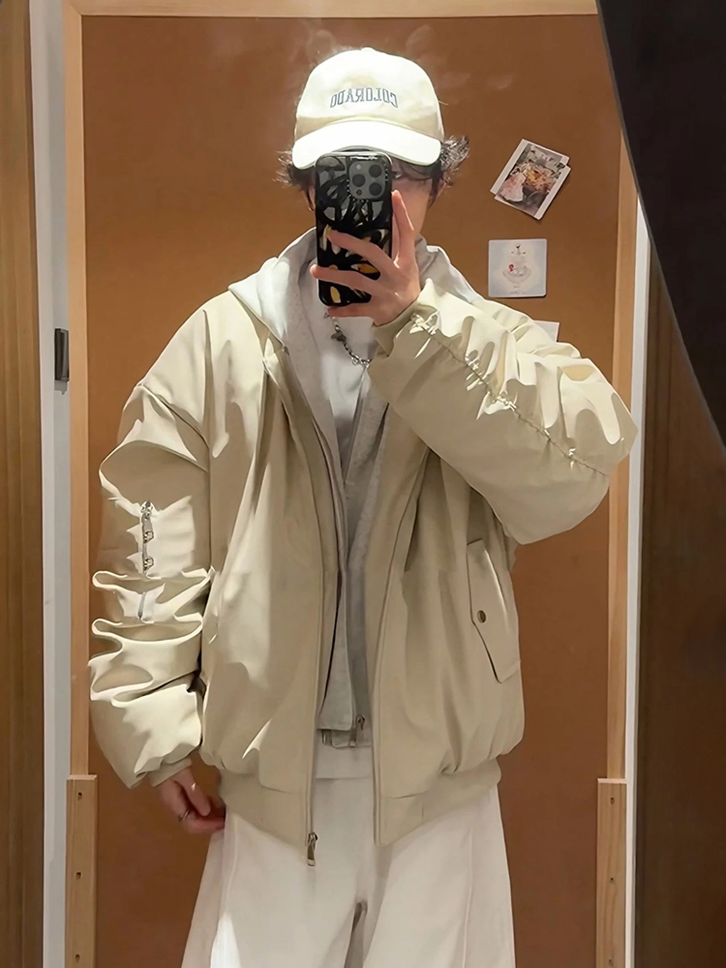 

Белая хлопковая куртка с воротником из искусственной кожи для мужчин, зимняя молодежная куртка-бомбер, теплая, на подкладке, с капюшоном