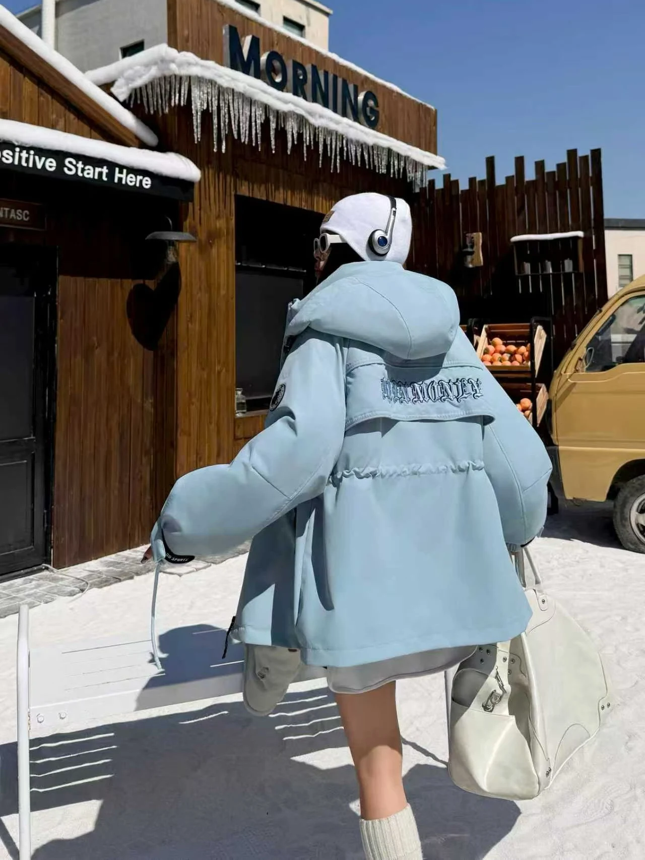 90％厚手ホワイトダックダウンパーカー 冬用新型ワークウェア ダウンジャケット レディース ミドル～ロング丈 フード付きゆったりパーカージャケット