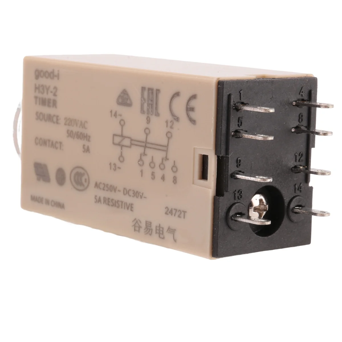 10S Delay Time Relay H3Y-2 AC 220V 8 PIN Adjusting Knob Control Timing Relay for Household Electrical Systems