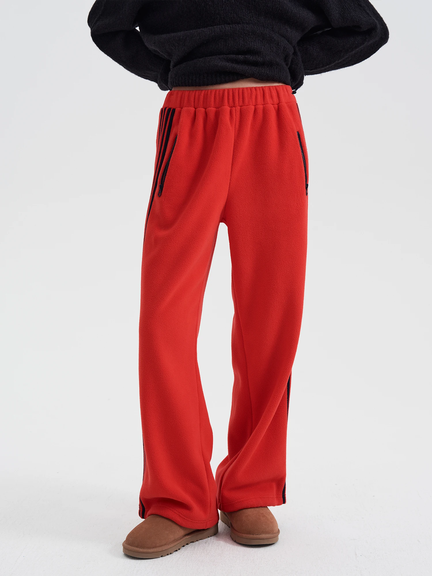 

Зимние повседневные брюки Tfa New Year Red, прямые, с цветными полосками по бокам, универсальные, удобные, женские...