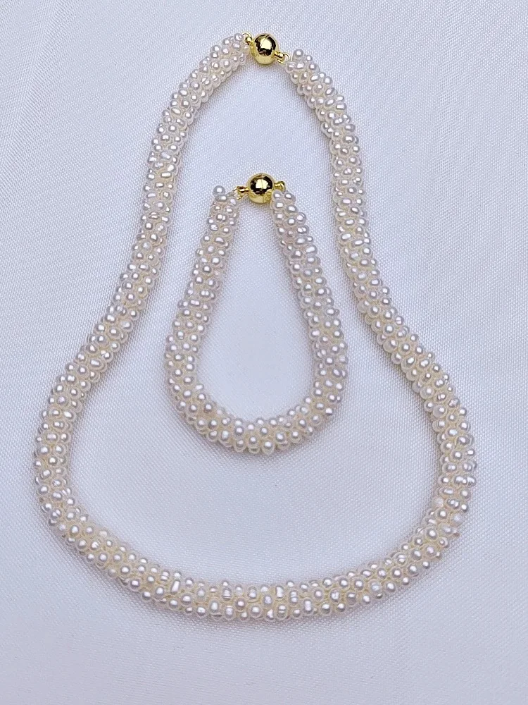 

Handmade New natural freshwater pearl sets necklace bracelet Fine jewelry s wedding luxury party for women X684