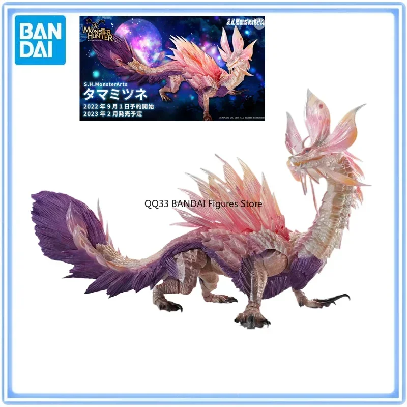 Bandai Original S.H.MorsterArts MONSTER HUNTERS X Mizutsune Rise X Anime Action Figure Collectible Model Toys Boy Gifts