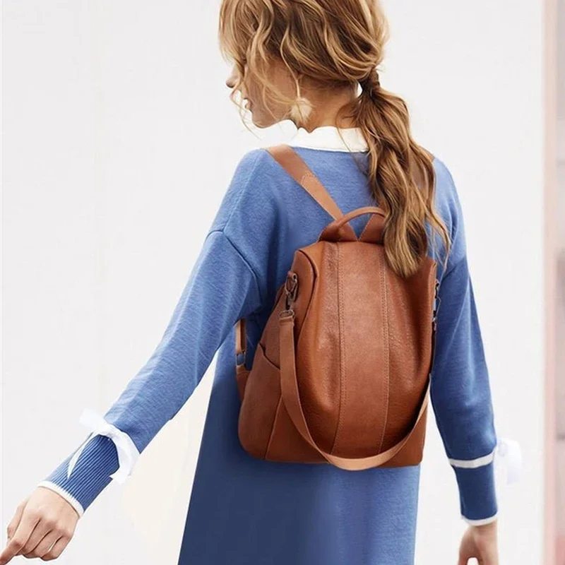 Classic Vintage Women Backpack Leather PU Fashion Backpack Women Casual High Quality Designer School Bag for Girl Travel Bag