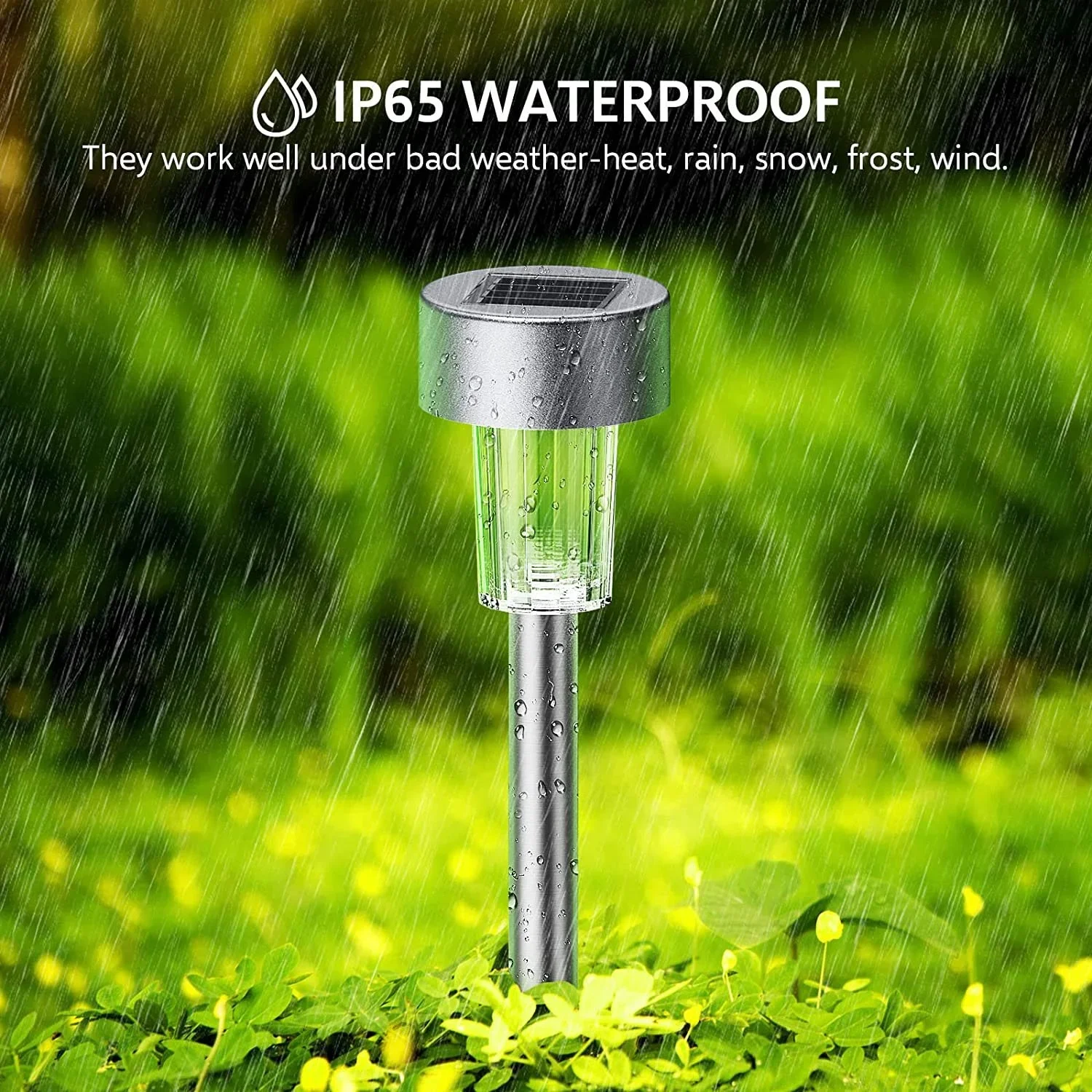 في الهواء الطلق الشمسية الفولاذ المقاوم للصدأ مصباح أنبوبي صغير فناء الديكور مصباح بعمود الحديقة إدراج مصباح الليل الصغيرة #2