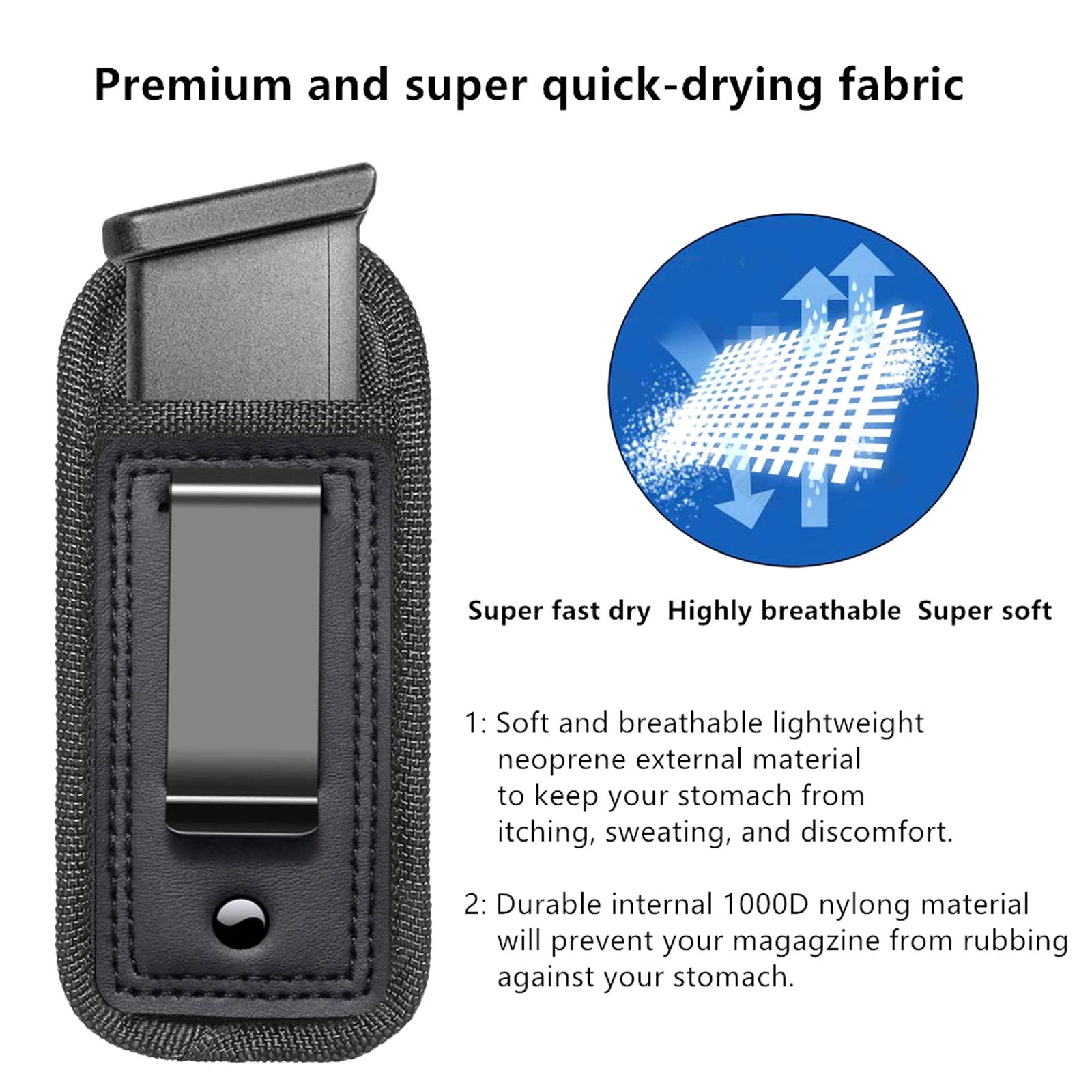 Fondina per riviste da trasporto nascosto 9 mm.40.45 |   All'interno della custodia magnetica con cintura |   Fondina magnetica per Glock 43 17 Sig 1911 S&W M&P