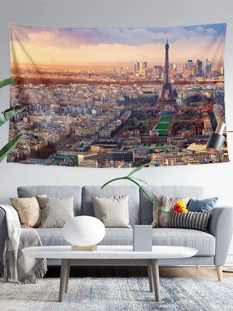 Eiffel Tower City Paris France Night Scene Photography Surrounding Wall Decoration Background Hanging Tapestry decor aesthetic