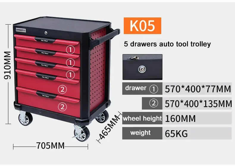 high quality professional kraftwelle germany garage storage mental tool chest