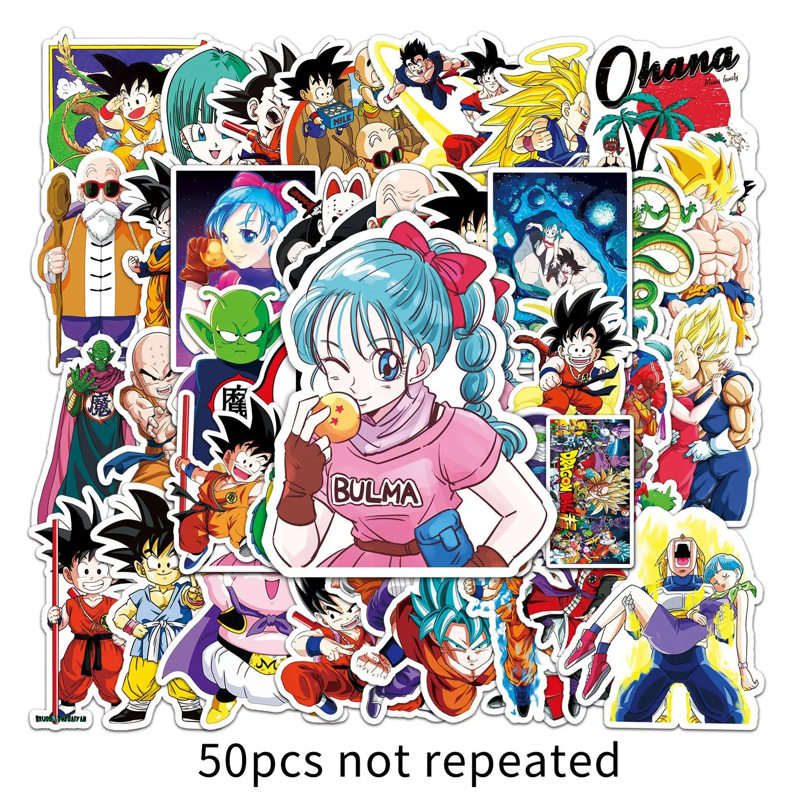 50pcs Anime Cartoon Dragon Ball Personalized Fashion Graffiti Luggage Laptop Car Waterproof Sticker