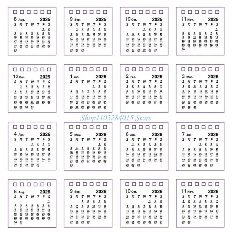 R6FF 2026 Calendario desktop 17 mesi da agosto 2025 a dicembre 2026 per appuntamenti delle note
