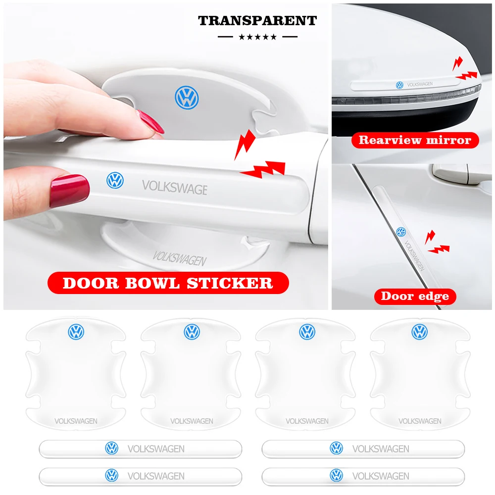 

New Car Door Bowl Handle Protector Stickers Transparent Anti-scratch Film For VW Golf Polo Passat Tiguan Touran Jetta Beetle