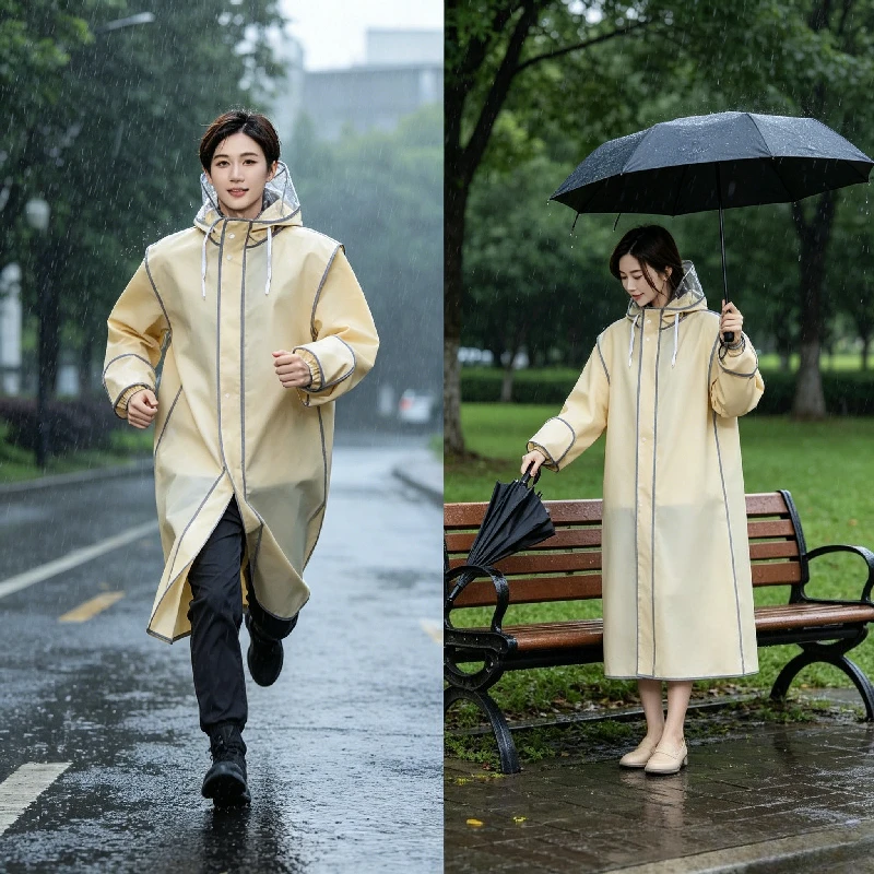 Women's Long Waterproof Raincoat Perfect For Electric Bike And Scooter Commuting Heavy Duty Rainwear Adult Outdoor Activities