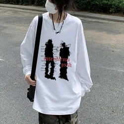 American Men's and Women's Long-sleeved T-shirts Portrait Prints Autumn Loose Oversize Hip-hop High Cotton Woman Clothing Y2k