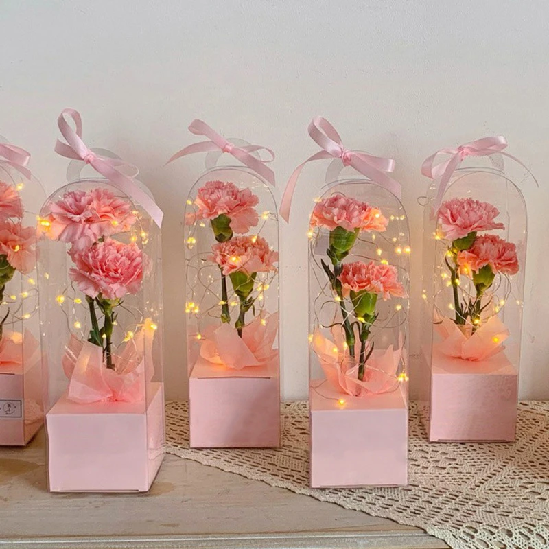 1Pc scatola di fiori di rosa trasparente scatola di imballaggio di torta di plastica scatole di imballaggio per fioristi scatola regalo di san